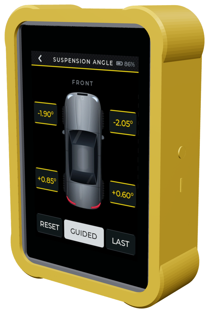 ASAT pro, black tool with gold bumper, showing the car view with all four corner angles